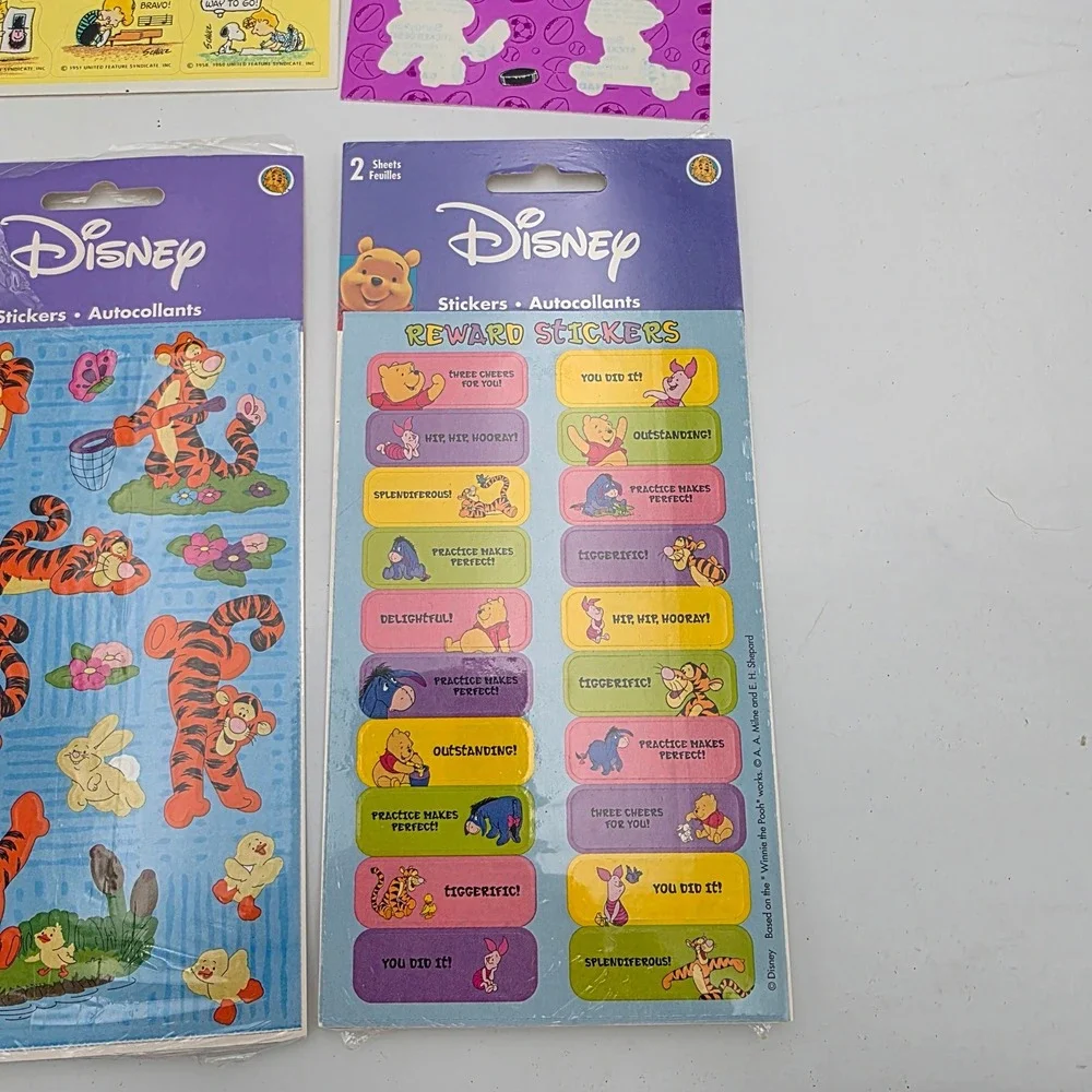 Vintage Sticker Lot Disney Winnie Pooh Tigger Peanuts Snoopy Garfield Hallmark